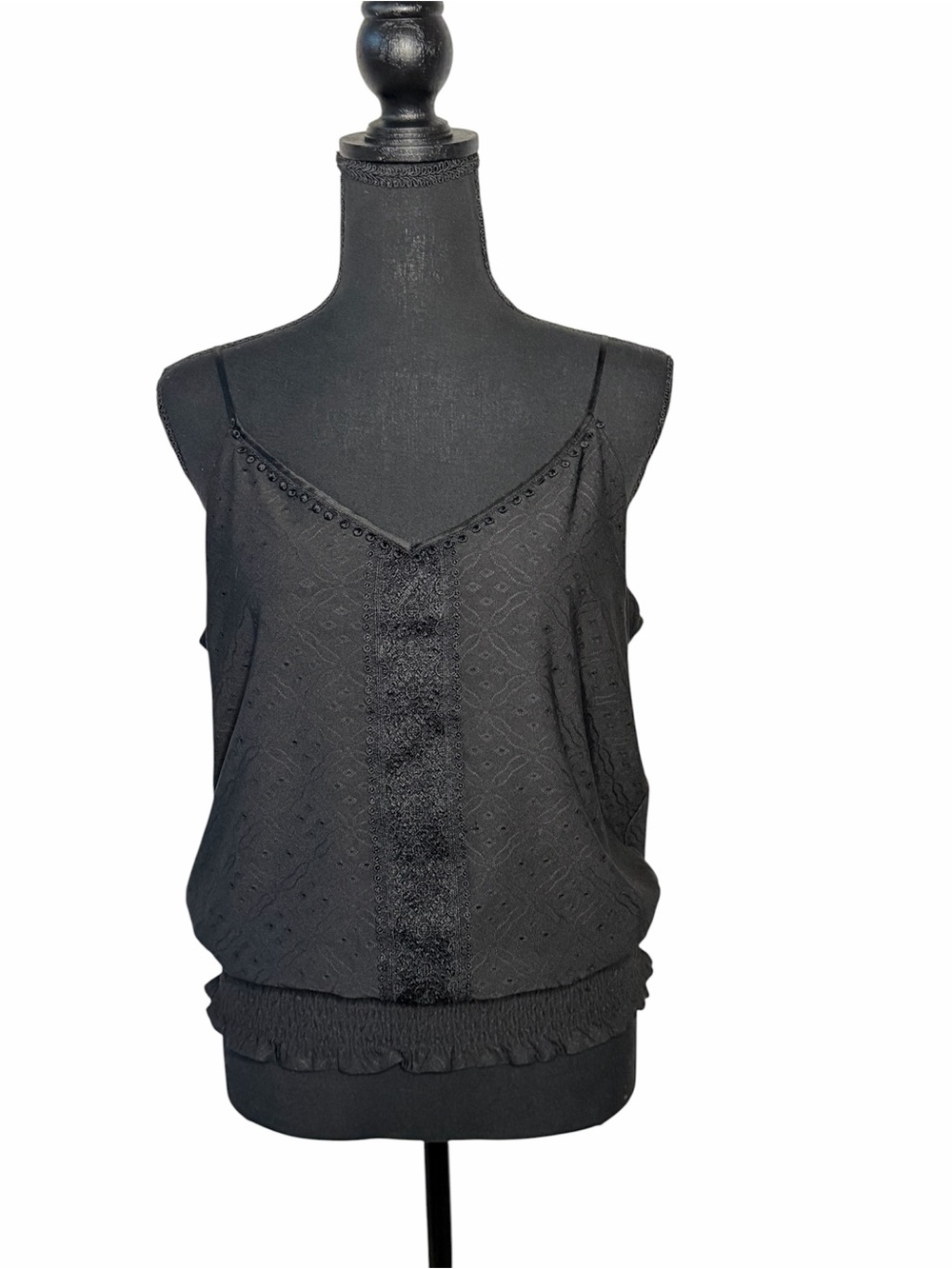 White House Black Marker Sleeveless V-Neck Eyelet Cami Sz S